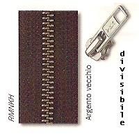 CERNIERE 6 ARGENTO ANTICO DIV YKK 75cm