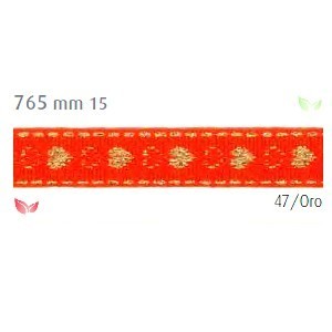 765 NASTRO 15mm CUORI ROSSO/ORO (20)