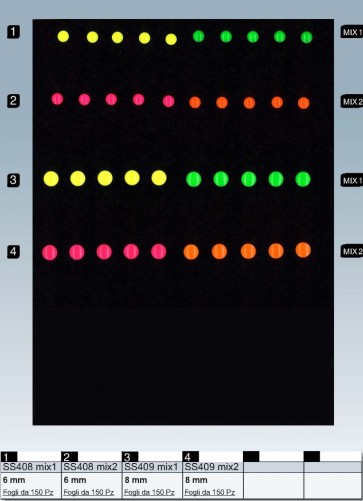 SS408 BORCHIE TONDE 6mm FLUORESCEN 150pz