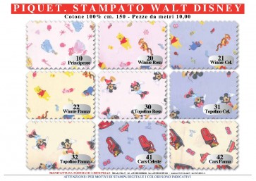 TESSUTO COT.PIQUET STAMP. DISNEY H.150