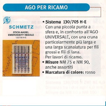 130/705 H-E SCHMETZ 5 AGHI RICAMO 75/90