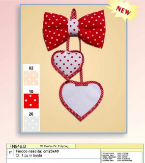 FN946.B FIOCCO NASCITA A POIS C/CUORI