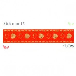 765 NASTRO 15mm CUORI ROSSO/ORO (20)