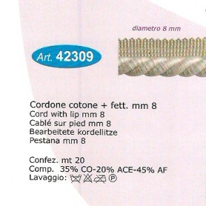 42309 CORDONE C/FETT. 9mm COT. NAT. (25)