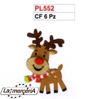 APPL552 APPLICAZIONE FELTRO RENNA 6pz