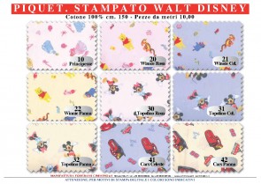 TESSUTO COT.PIQUET STAMP. DISNEY H.150